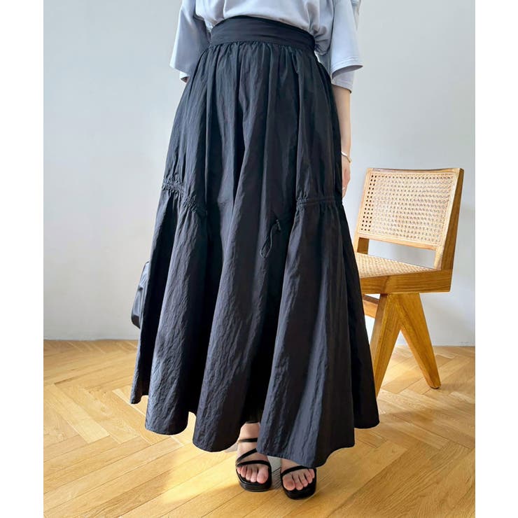 one after another】ドロストギャザーロングスカート[品番