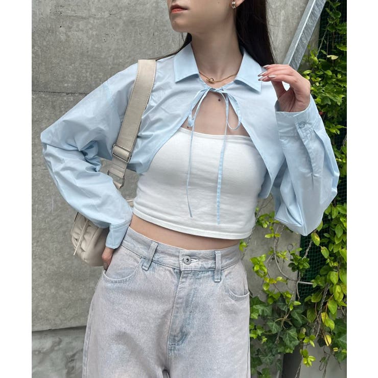one after another】【トレンドコーデが手に入る】ボレロシャツ[品番 