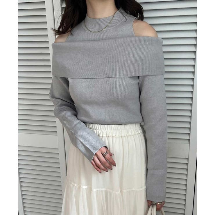 グレー | 【one after another】肩あきオフショルニット | NICE CLAUP / OLIVE des OLIVE　OUTLET
