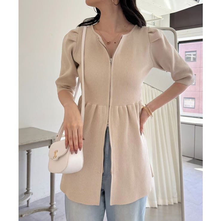 ジップアップペプラムニット | NICE CLAUP / OLIVE des OLIVE　OUTLET | 詳細画像1 