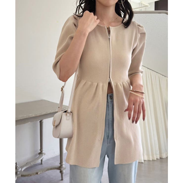 ジップアップペプラムニット | NICE CLAUP / OLIVE des OLIVE　OUTLET | 詳細画像12 