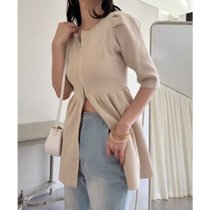 ジップアップペプラムニット | NICE CLAUP / OLIVE des OLIVE　OUTLET | 詳細画像13 