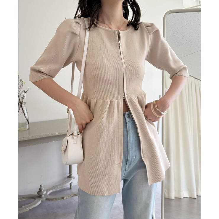 ジップアップペプラムニット | NICE CLAUP / OLIVE des OLIVE　OUTLET | 詳細画像14 