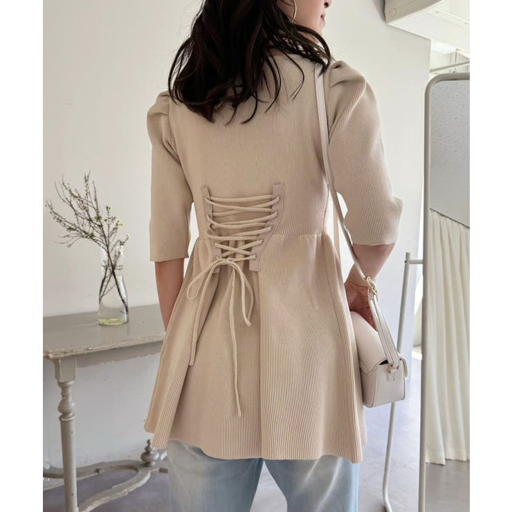 ジップアップペプラムニット | NICE CLAUP / OLIVE des OLIVE　OUTLET | 詳細画像15 