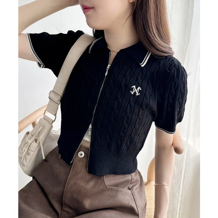 新品 Loungedress バックダブルジップトップス tiptop+pocket ティップトッププラスポケット / ダブルジップ半袖リブ