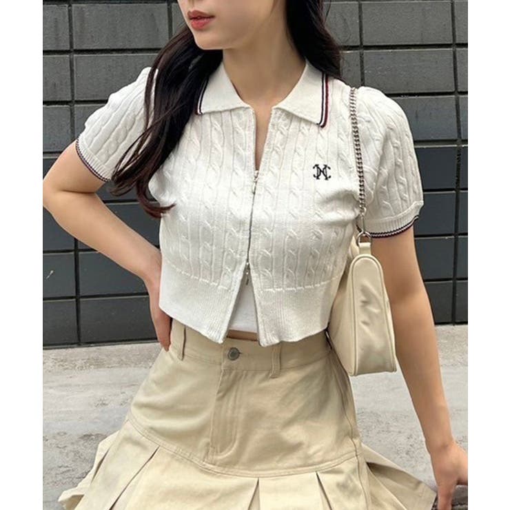 新品 Loungedress バックダブルジップトップス tiptop+pocket ティップトッププラスポケット / ダブルジップ半袖リブ
