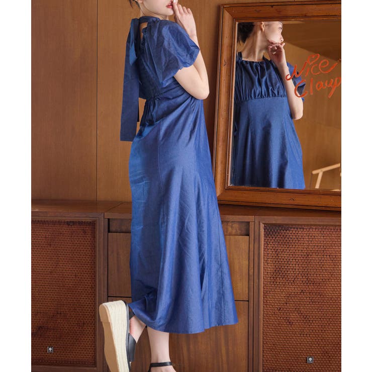 ブルー | 【one after another】袖ボリュームワンピ | NICE CLAUP / OLIVE des OLIVE　OUTLET
