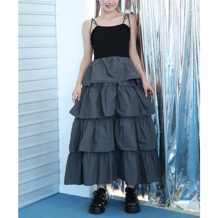 naptime.ナップタイム ティアードワンピース-BLACK Naptime ワンピース