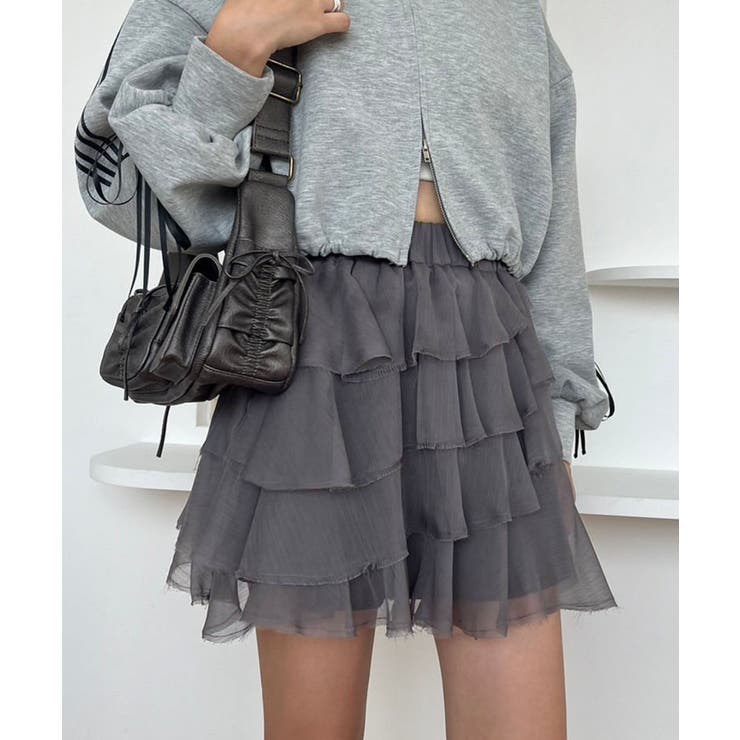 one after another】【1枚で着映え】ティアードミニスカート[品番