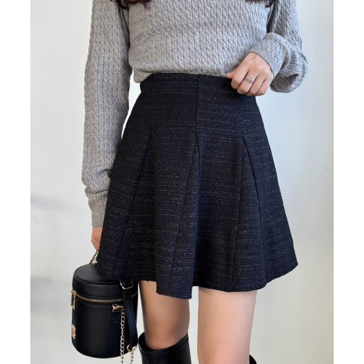 ブラック | 【one after another】マチ入りフレアミニスカート | NICE CLAUP / OLIVE des OLIVE　OUTLET