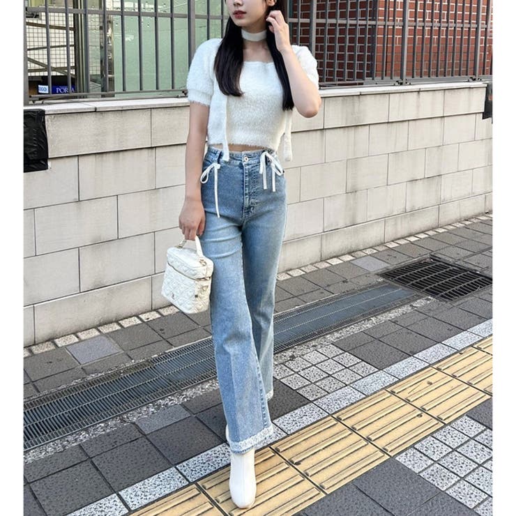 本当に信頼出来る商品 one after another】リボン付き美脚デニム[品番：NCLW0014824 パンツ