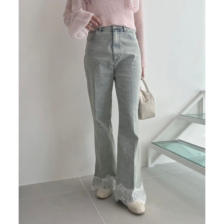 one after another】【S・Mサイズ展開】裾レースデニム[品番