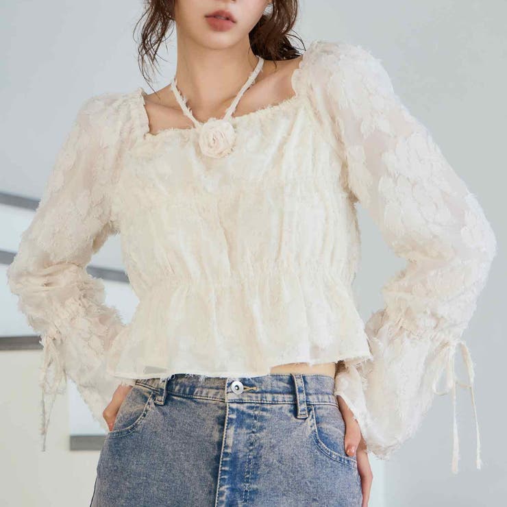 美品 アナイ エステルコサージュブラウス （ANAYI - ANAYI