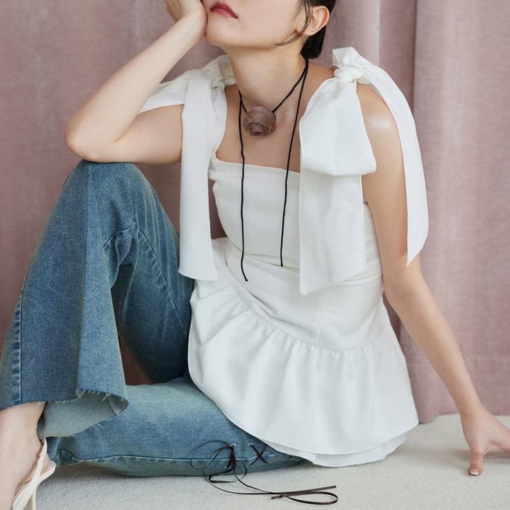 【one after another】肩リボンバックレースアップチュニック | NICE CLAUP / OLIVE des OLIVE　OUTLET | 詳細画像1 