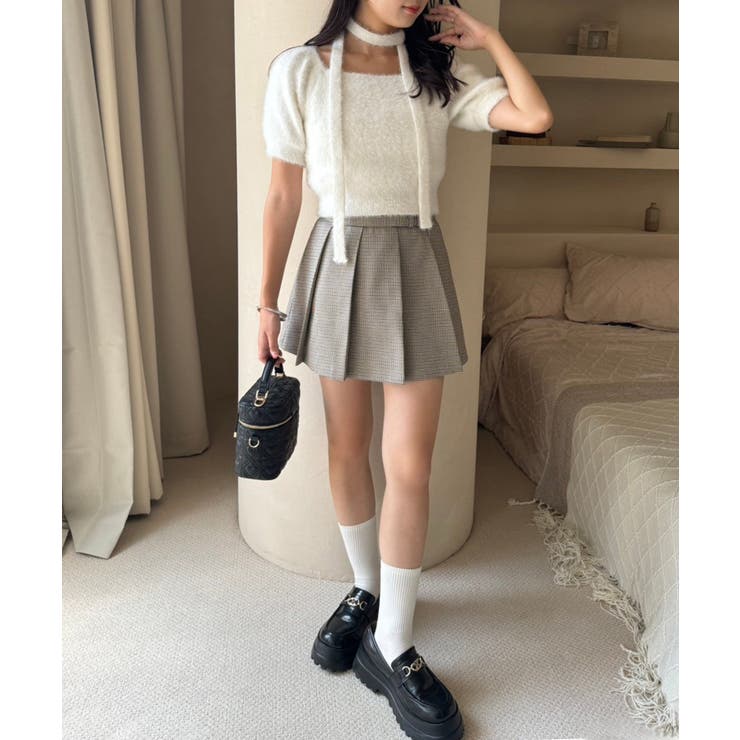 【one after another】チョーカー付き半袖フェザーニット | NICE CLAUP / OLIVE des OLIVE　OUTLET | 詳細画像4 