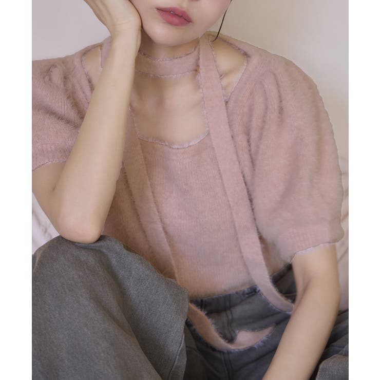 【one after another】チョーカー付き半袖フェザーニット | NICE CLAUP / OLIVE des OLIVE　OUTLET | 詳細画像23 