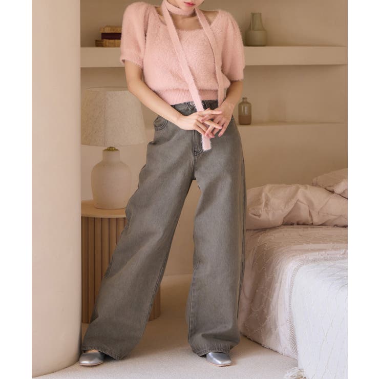 【one after another】チョーカー付き半袖フェザーニット | NICE CLAUP / OLIVE des OLIVE　OUTLET | 詳細画像25 