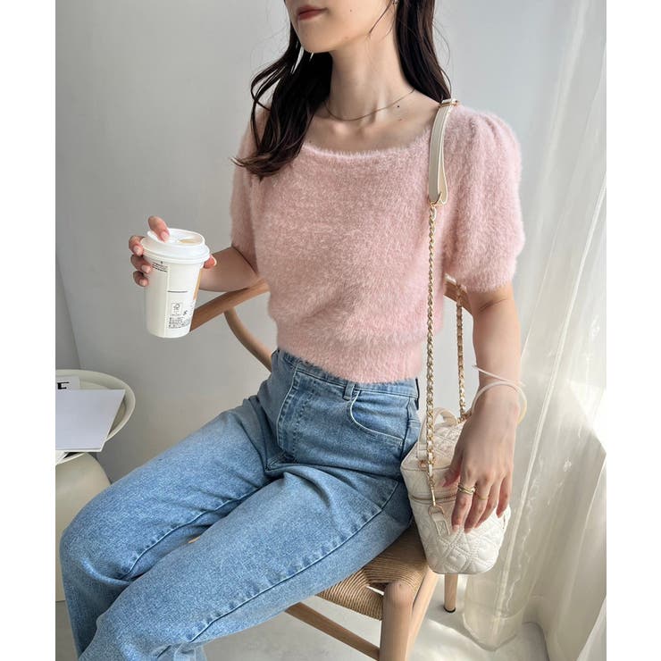 【one after another】チョーカー付き半袖フェザーニット | NICE CLAUP / OLIVE des OLIVE　OUTLET | 詳細画像30 