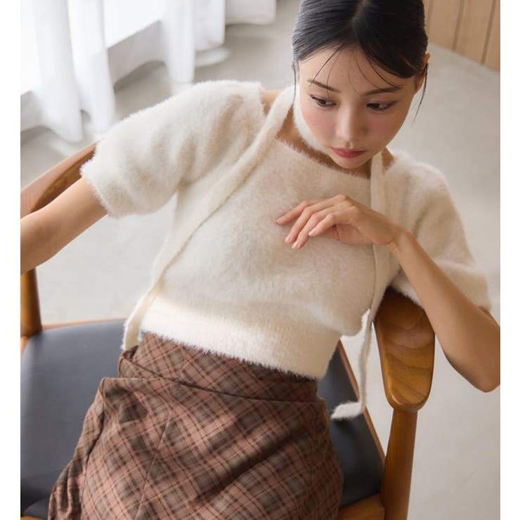 【one after another】チョーカー付き半袖フェザーニット | NICE CLAUP / OLIVE des OLIVE　OUTLET | 詳細画像13 