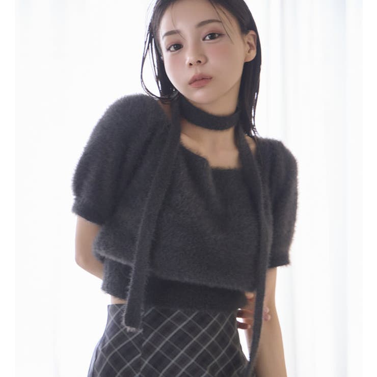 【one after another】チョーカー付き半袖フェザーニット | NICE CLAUP / OLIVE des OLIVE　OUTLET | 詳細画像49 