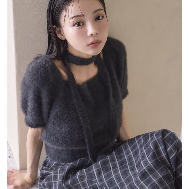 【one after another】チョーカー付き半袖フェザーニット | NICE CLAUP / OLIVE des OLIVE　OUTLET | 詳細画像50 