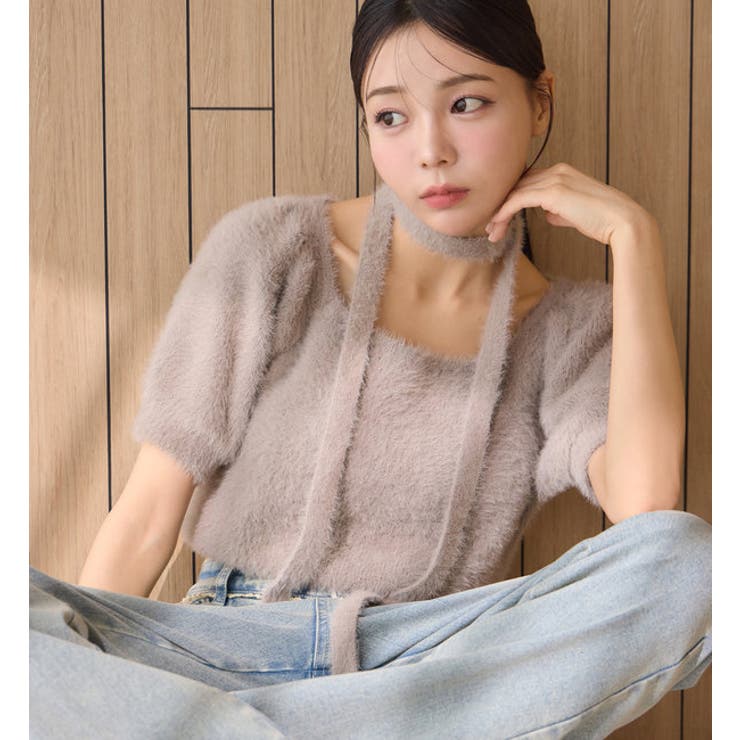 【one after another】チョーカー付き半袖フェザーニット | NICE CLAUP / OLIVE des OLIVE　OUTLET | 詳細画像36 