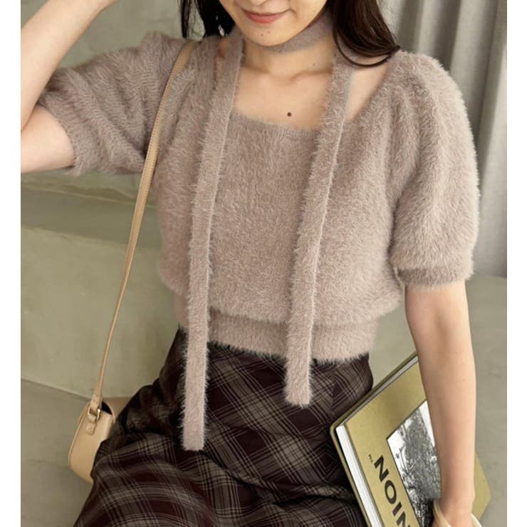 【one after another】チョーカー付き半袖フェザーニット | NICE CLAUP / OLIVE des OLIVE　OUTLET | 詳細画像28 