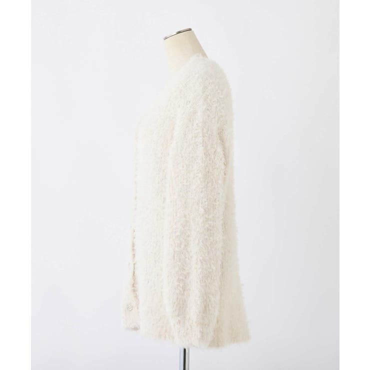 D&G チュール フェザー カーディガン 40 アンティークボタン リボンボタンフェザーカーディガン(Mサイズ アイボリー