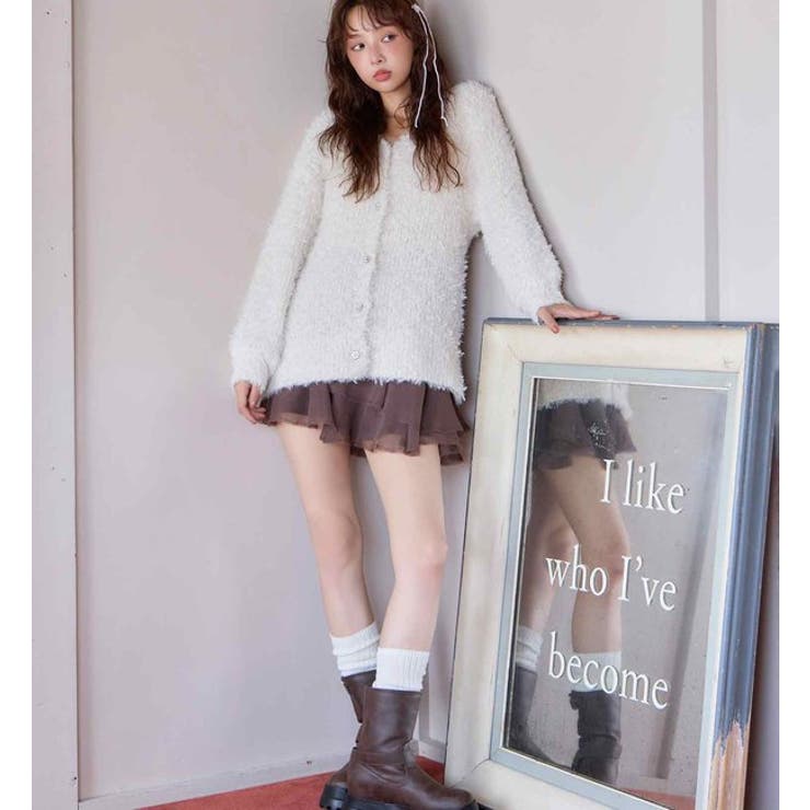 キラキラボタンチュールフェザーロングカーディガン[品番：NCLW0014698]｜NICE CLAUP / OLIVE des OLIVE  OUTLET（ナイスクラップ オリーブデオリーブ アウトレット）のレディースファッション通販｜SHOPLIST（ショップリスト）