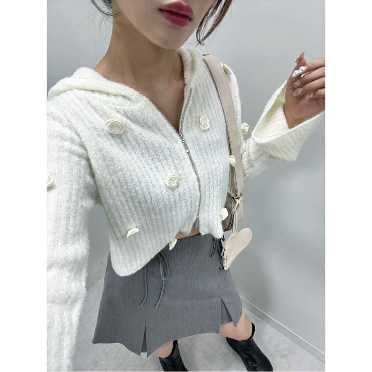 one after another】【ダブルジップ仕様で着回し抜群】ローズニッ