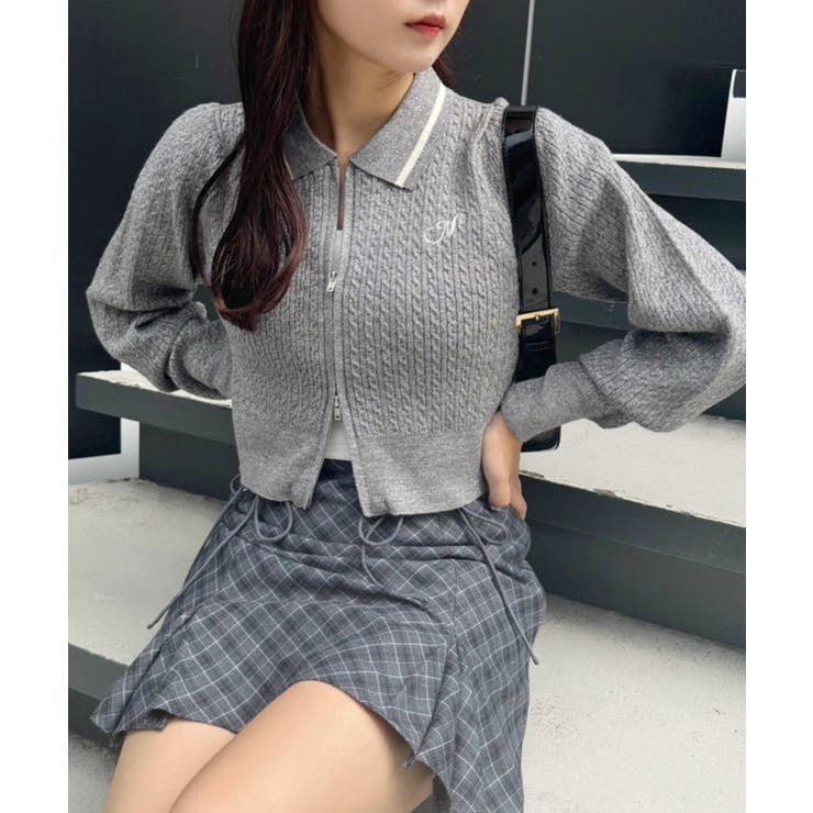 ワンポイント刺しゅうダブルジップラメニット | NICE CLAUP / OLIVE des OLIVE　OUTLET | 詳細画像3 