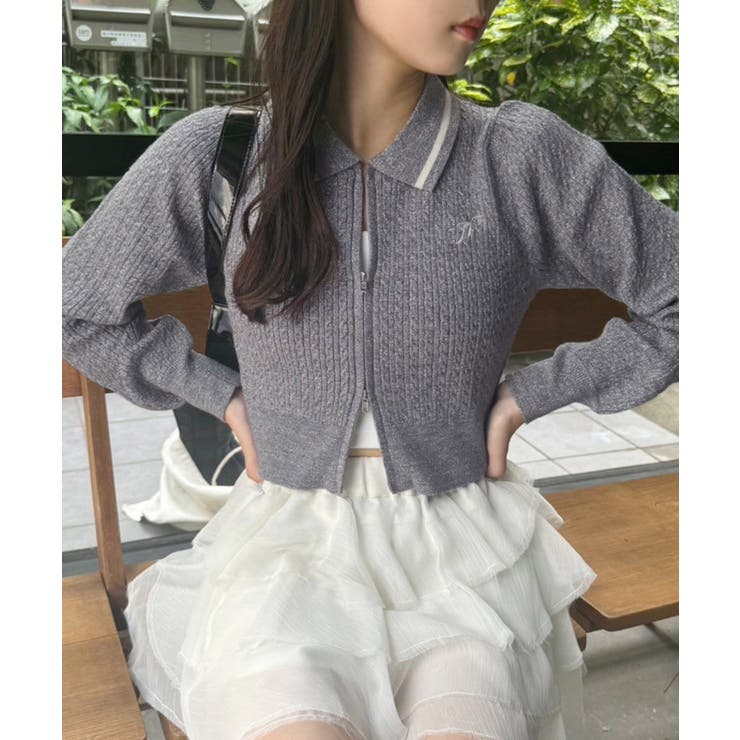 ワンポイント刺しゅうダブルジップラメニット | NICE CLAUP / OLIVE des OLIVE　OUTLET | 詳細画像6 