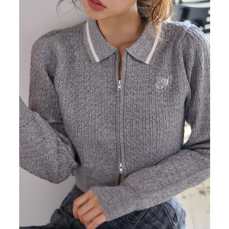 ワンポイント刺しゅうダブルジップラメニット | NICE CLAUP / OLIVE des OLIVE　OUTLET | 詳細画像15 