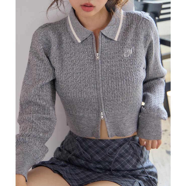 ワンポイント刺しゅうダブルジップラメニット | NICE CLAUP / OLIVE des OLIVE　OUTLET | 詳細画像16 