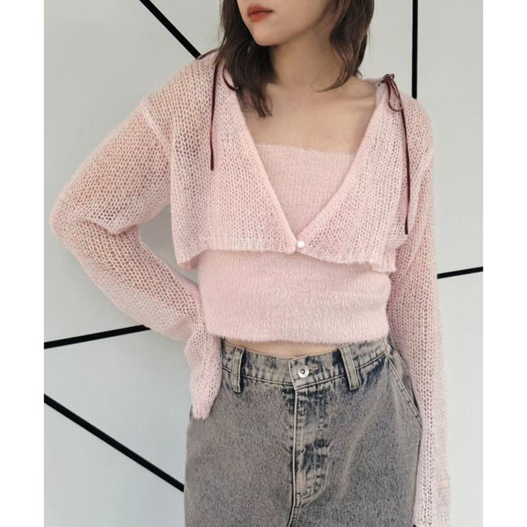 OPEN Yy クロップド ボレロ カーディガン ピンク ピンク系 OPEN YY_TheOpen Product(オープンワイワイ_ザオープン