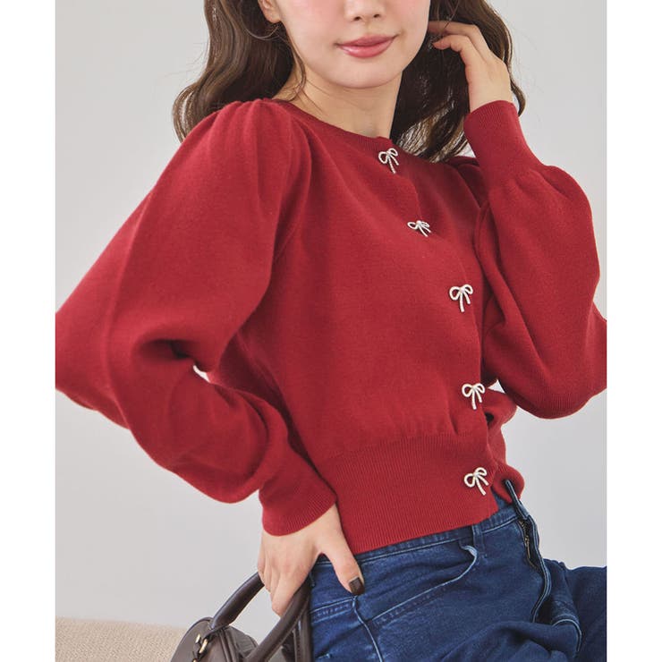 ルネ 6632860 カーディガン 38 レッド ジップアップ リボン ITJWBALH3LQL ルネ 6632860 カーディガン 38 レッド ジップアップ リボン