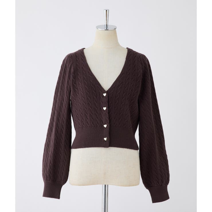 one after another】ハートボタンケーブルカーデ[品番：NCLW0015061