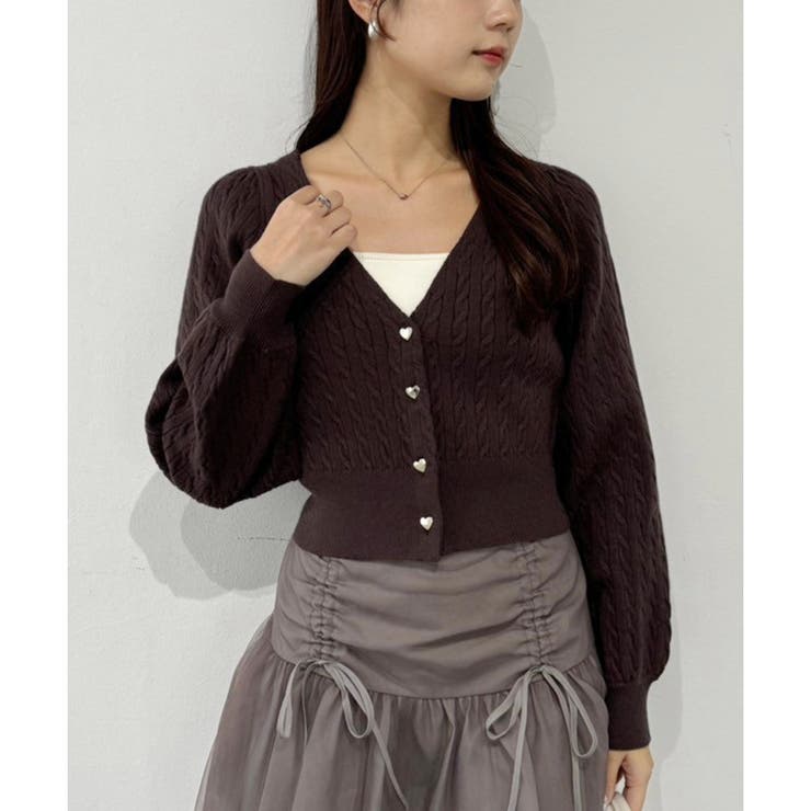 one after another】ハートボタンケーブルカーデ[品番：NCLW0015061