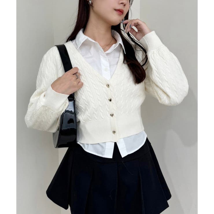 one after another】ハートボタンケーブルカーデ[品番：NCLW0015061