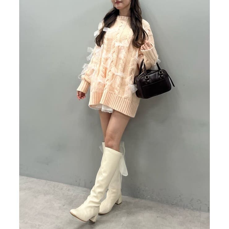 one after another】リボンいっぱいニットチュニック[品番