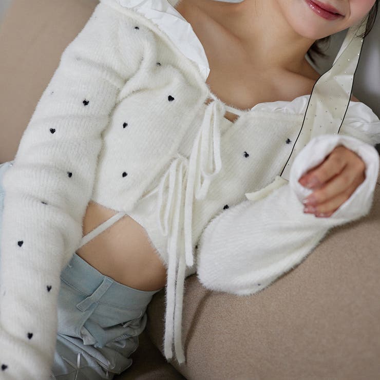ハート刺繍リボンニット[品番：NCLW0016591]｜NICE CLAUP