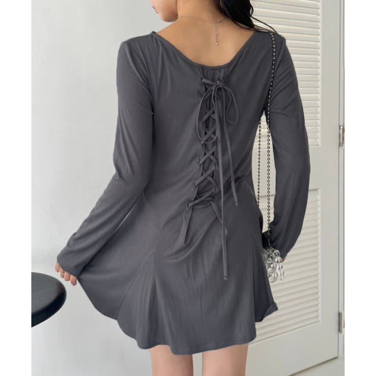 チャコール | 【one after another】バックレースアップチュニック | NICE CLAUP / OLIVE des OLIVE　OUTLET