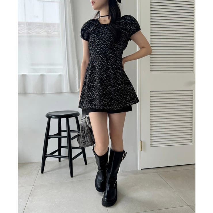 新品・未使用】MILK FEDネイビー レースアップ ミニワンピース