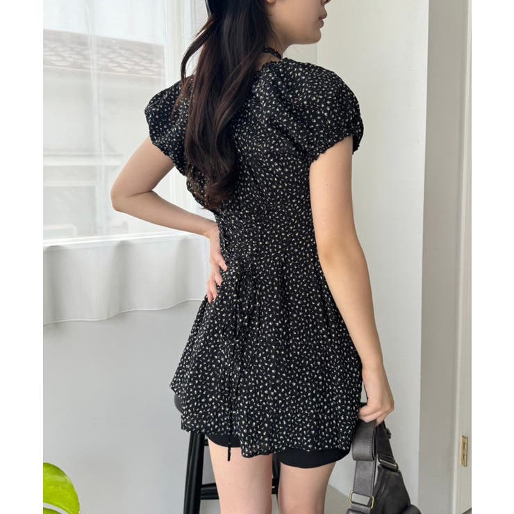 新品・未使用】MILK FEDネイビー レースアップ ミニワンピース