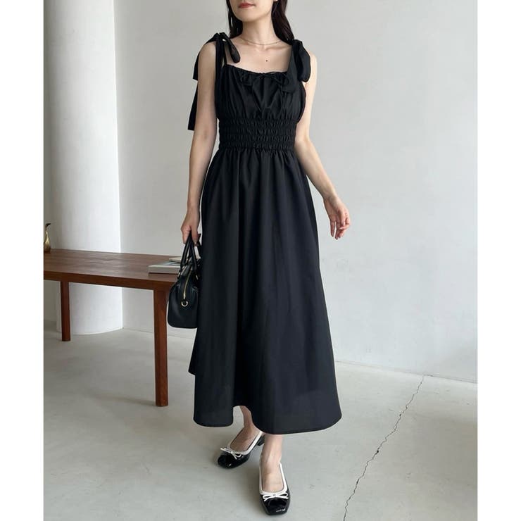 one after another】【全骨格着痩せ効果】肩リボンシャーリングキ