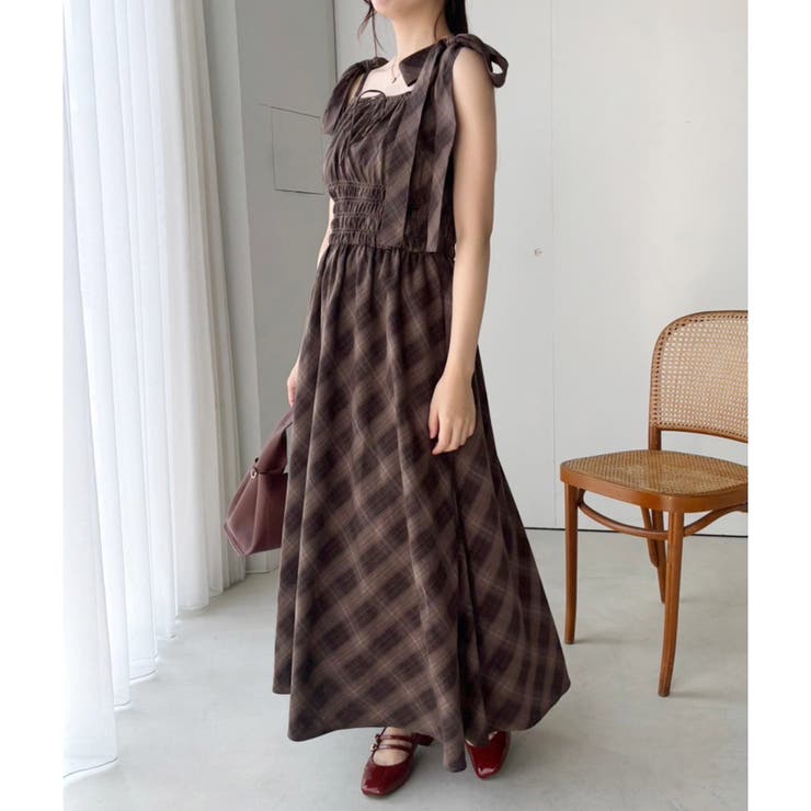 one after another】【全骨格着痩せ効果】肩リボンシャーリングキ