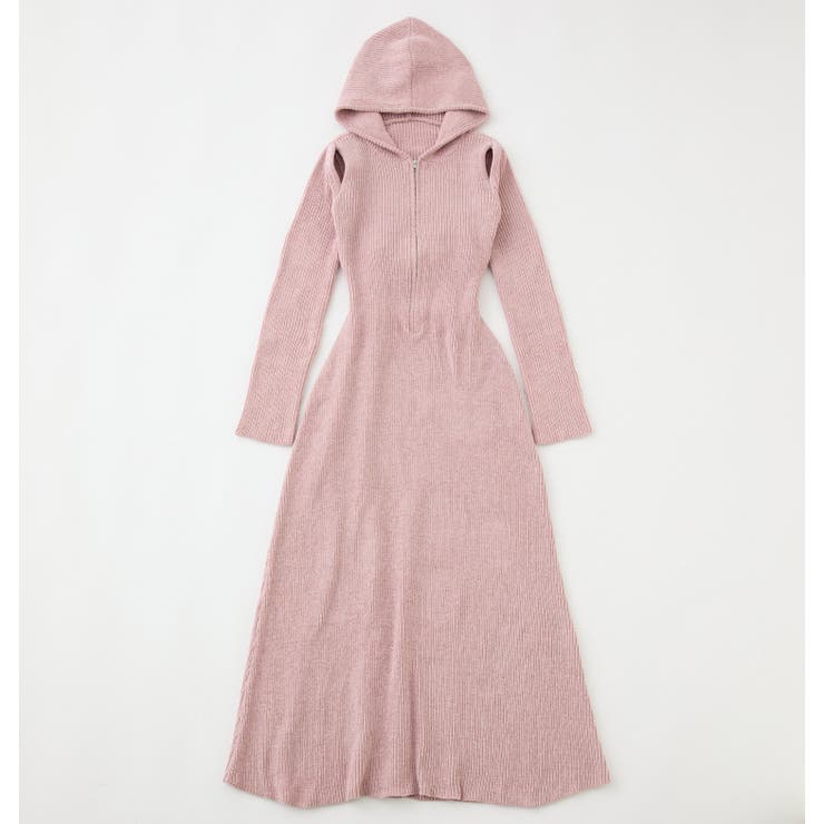 フード付きロングニットワンピース[品番：NCLW0014867]｜NICE CLAUP
