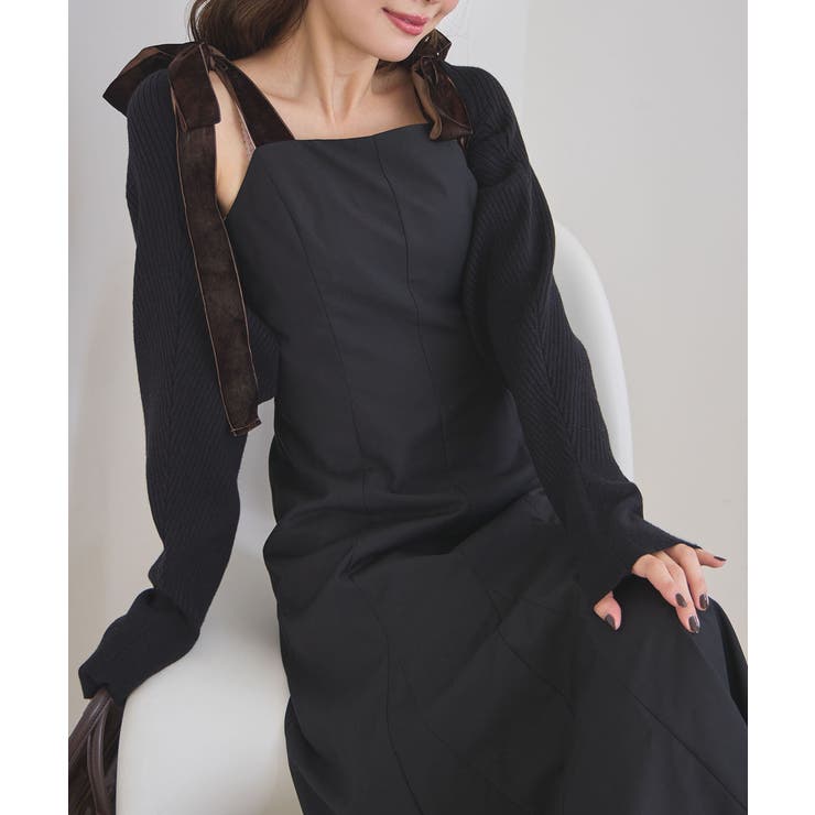 【one after another】【スタイルアップ効果◎】肩ベロアリボンキャ… | NICE CLAUP / OLIVE des OLIVE　OUTLET | 詳細画像1 
