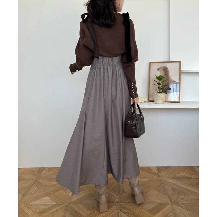 one after another】【スタイルアップ効果◎】肩ベロアリボンキャ