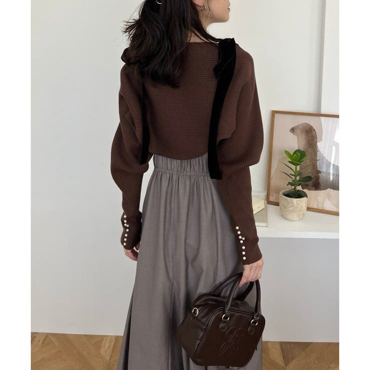 【one after another】【スタイルアップ効果◎】肩ベロアリボンキャ… | NICE CLAUP / OLIVE des OLIVE　OUTLET | 詳細画像19 